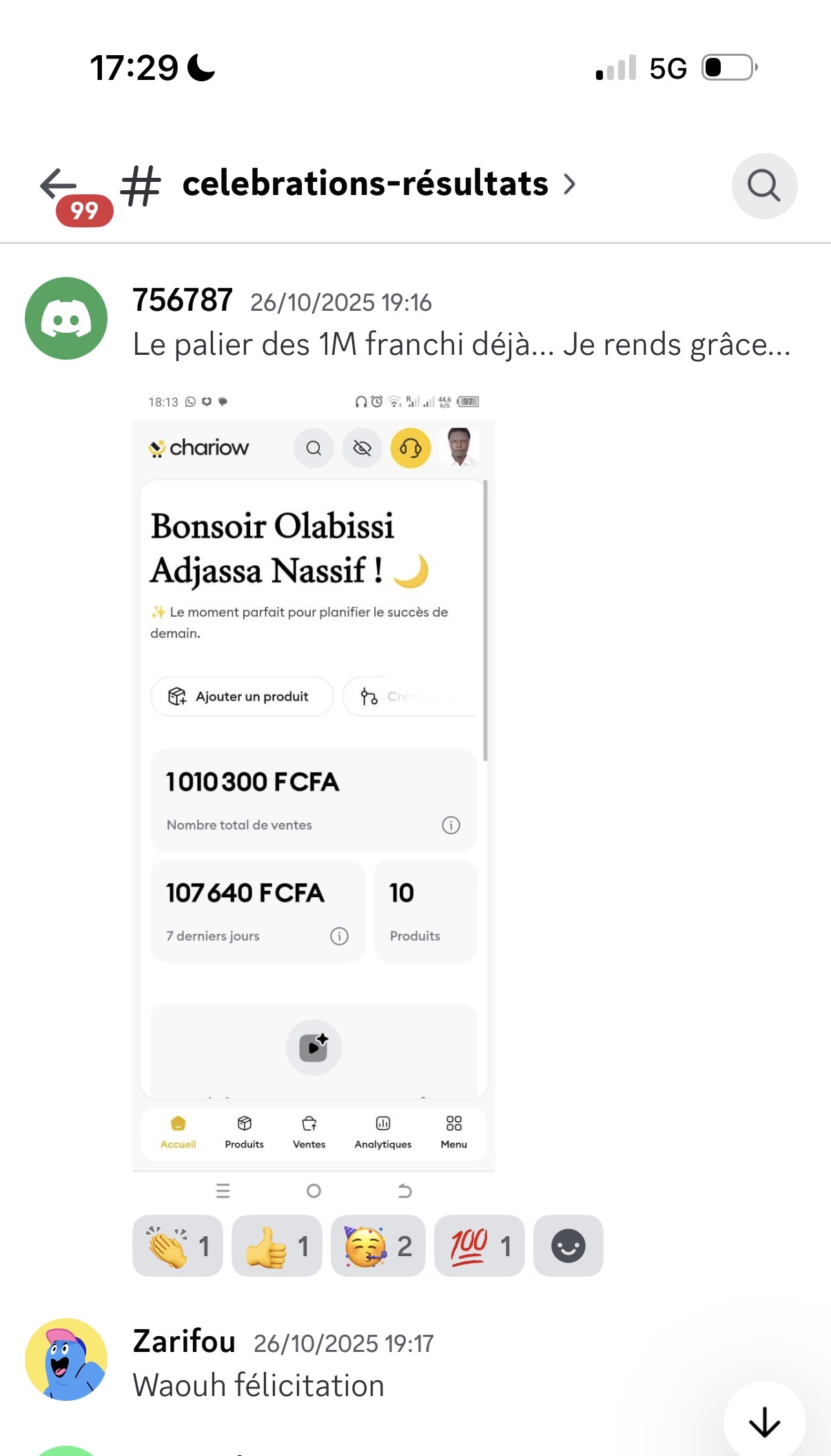 Résultat étudiant 17