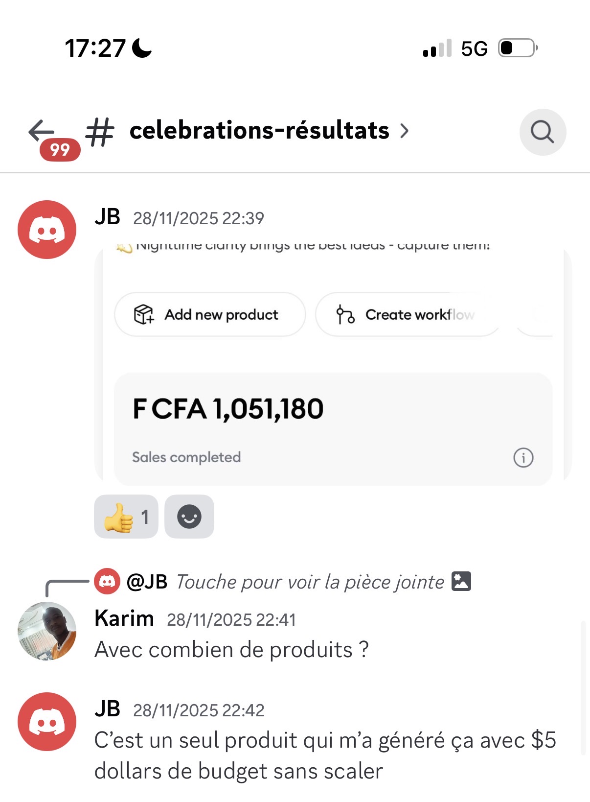 Résultat étudiant 16