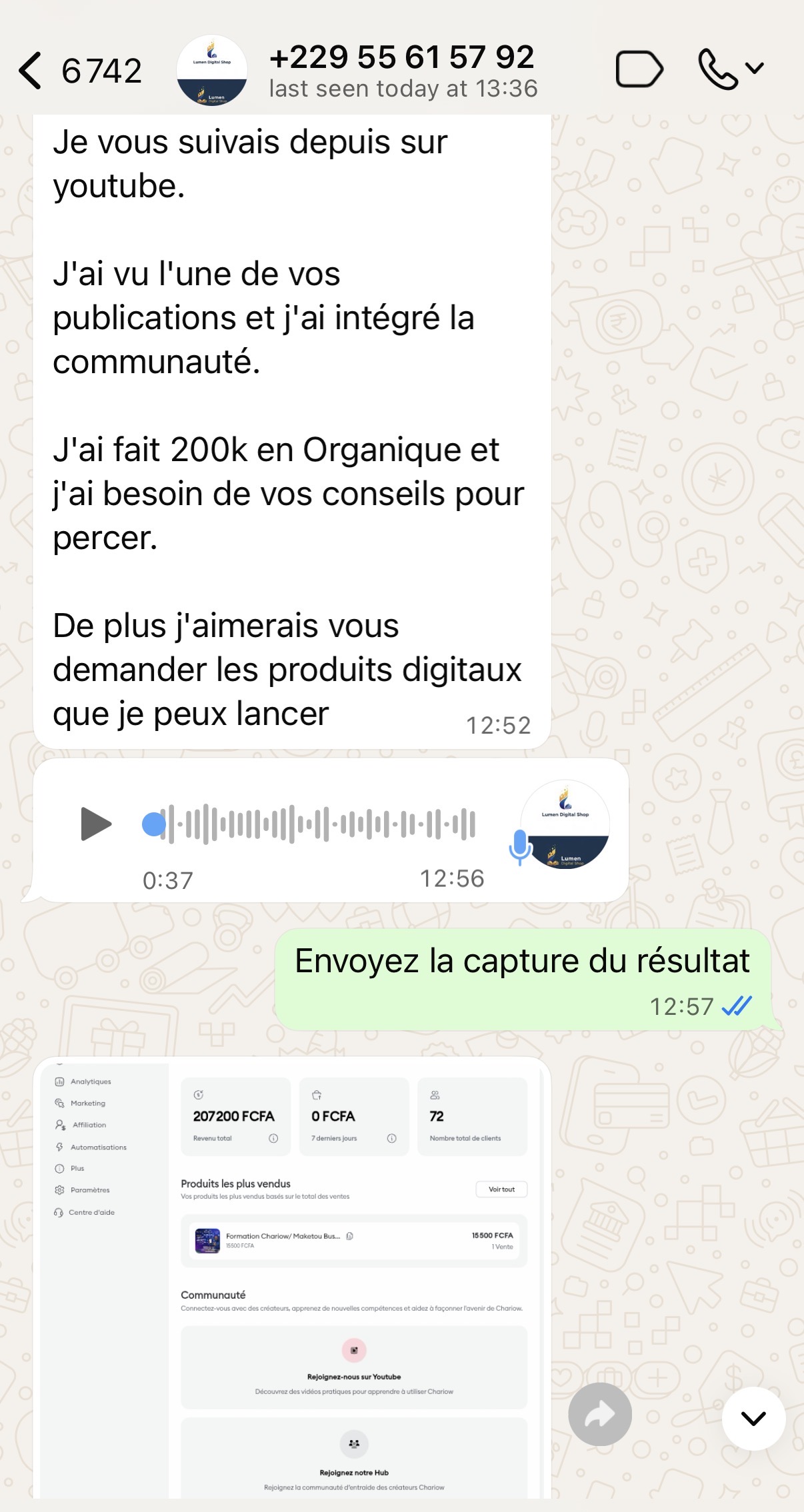 Résultat étudiant 52