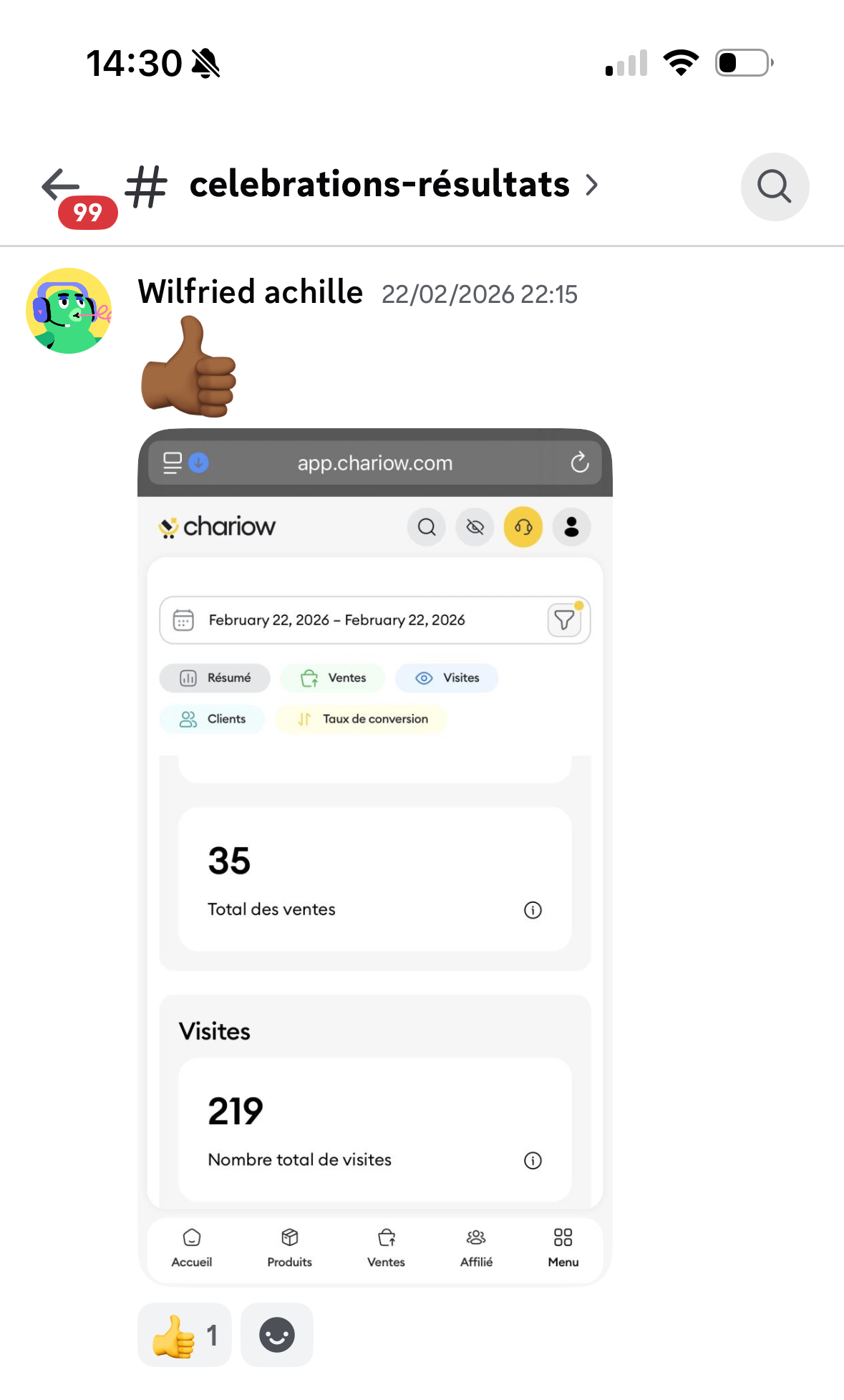Résultat étudiant 44